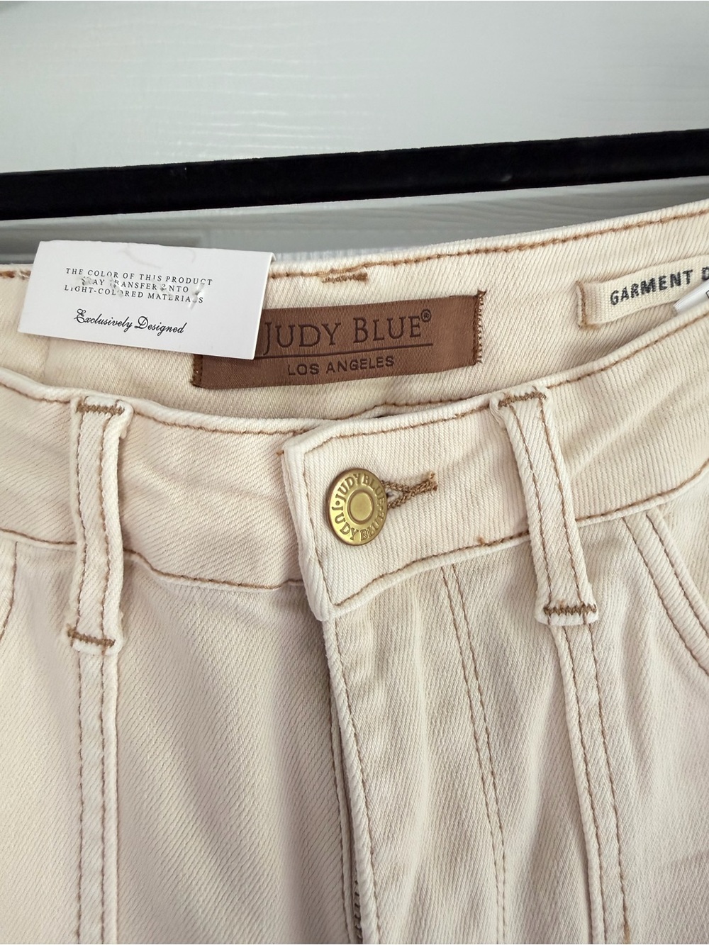 Judy Blue 9/29 Cream Wide Leg Crop Jeans High Rise Utility Pocket NWT - Picture 5 of 9